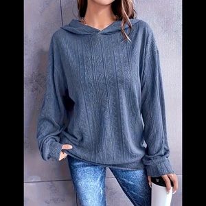 SHEIN Grey Textured Oversized Hoodie Top Small